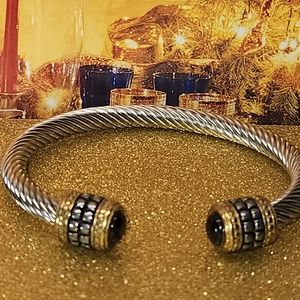 Cable Cuff Bracelet | Sterling Look | Classic Designer Style | New